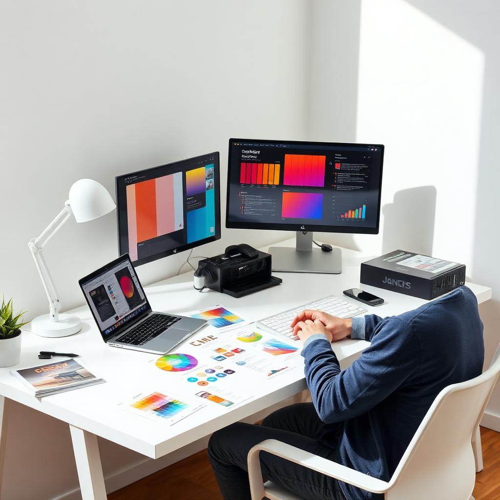 Person erstellt mit Canva Social-Media-Grafiken und Präsentationen am Laptop