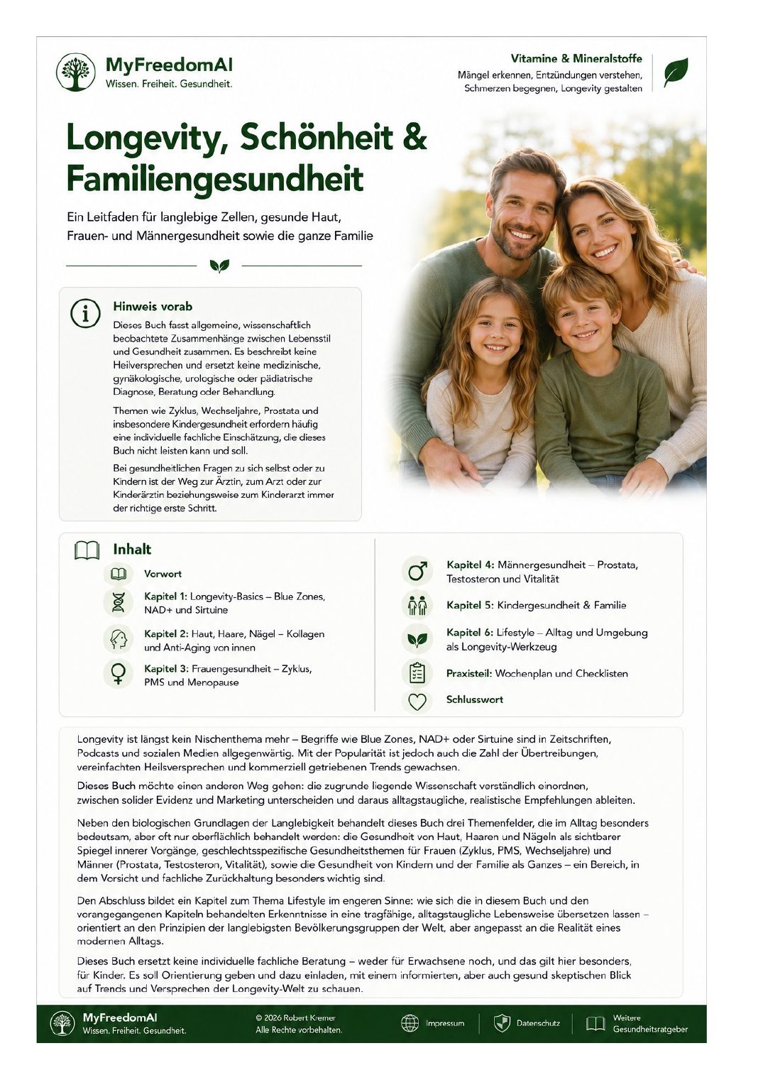 Cover: Longevity, Schönheit & Familiengesundheit